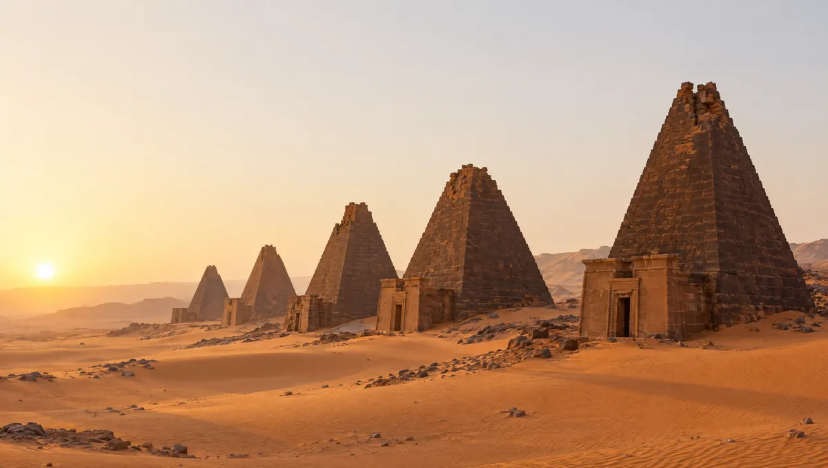The royal pyramids of Begrawiya at Meroë at sunrise